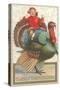 Jolly Thanksgiving, Boy Riding Turkey-null-Stretched Canvas