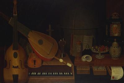 A Still Life of a Large Viol, a Lute, a Violin, a Recorder, and a Harpsichord with a Terrestrial…