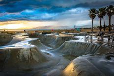 The Venice Skate Park at Sunset, in Venice Beach, Los Angeles, California.-Jon Bilous-Photographic Print