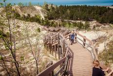 Boy Hiking along Dune Succession Trail in Indiana Dunes National Park-Jon Lauriat-Photographic Print