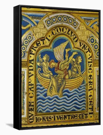 Jonah and the Whale, Verdun Altar, Begun 1181, Enamel-Nicholas of Verdun-Framed Stretched Canvas