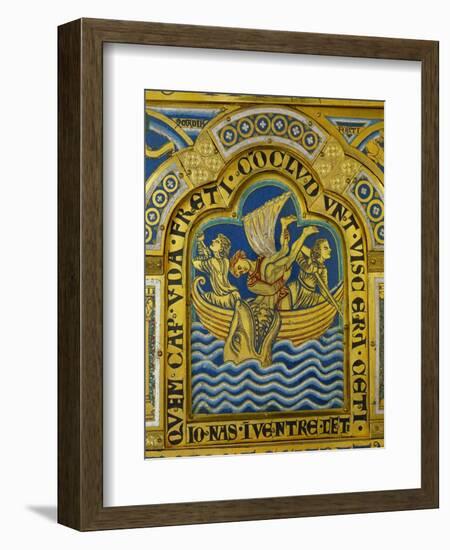 Jonah and the Whale, Verdun Altar, Begun 1181, Enamel-Nicholas of Verdun-Framed Giclee Print