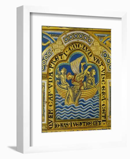 Jonah and the Whale, Verdun Altar, Begun 1181, Enamel-Nicholas of Verdun-Framed Giclee Print