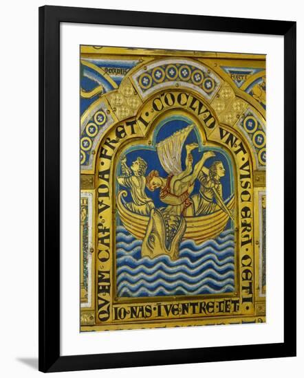 Jonah and the Whale, Verdun Altar, Begun 1181, Enamel-Nicholas of Verdun-Framed Giclee Print