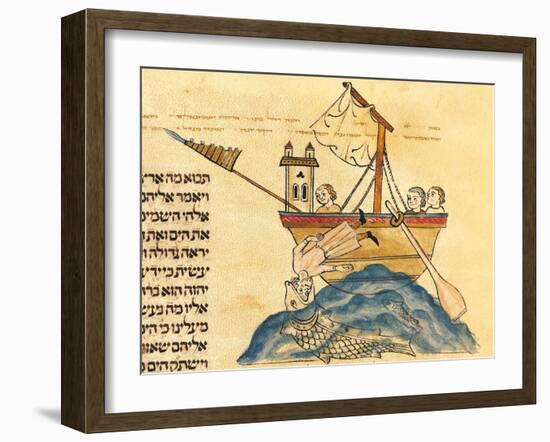 Jonah Eaten by the Whale, from a Hebrew Bible, 1299-Joseph Asarfati-Framed Giclee Print