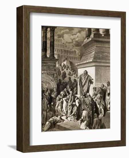 Jonah Telling of Nineveh's Coming Vanquishment-Gustave Doré-Framed Giclee Print