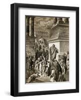 Jonah Telling of Nineveh's Coming Vanquishment-Gustave Doré-Framed Giclee Print