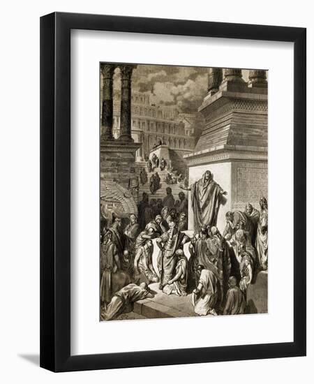 Jonah Telling of Nineveh's Coming Vanquishment-Gustave Doré-Framed Giclee Print