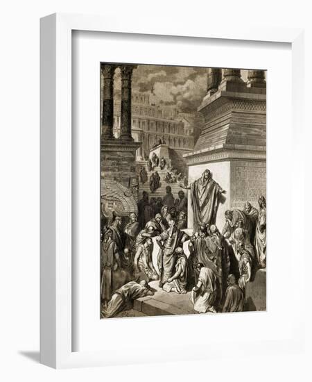 Jonah Telling of Nineveh's Coming Vanquishment-Gustave Doré-Framed Giclee Print