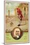 Jonathan Swift, Irish Author, and a Scene from His Novel Gulliver's Travels-null-Mounted Giclee Print