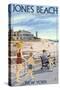 Jones Beach Scene, New York-Lantern Press-Stretched Canvas