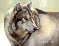 Gray Wolf Looking back-Joni Johnson-Godsy-Giclee Print
