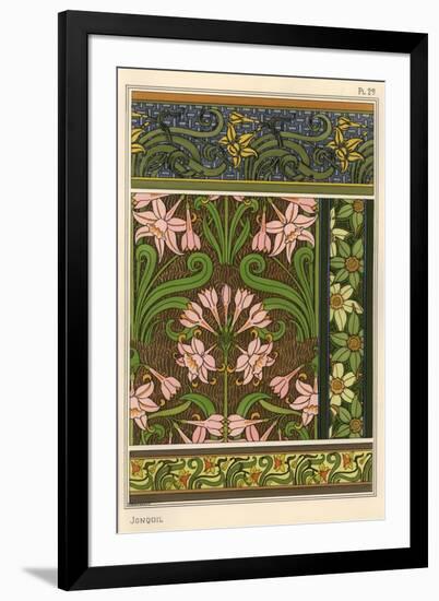 Jonquil, Narcissus jonquilla, as design motif in wallpaper and fabric patterns-null-Framed Giclee Print