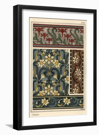 Jonquil, Narcissus jonquilla, as design motif in wallpaper and fabric patterns.-null-Framed Giclee Print