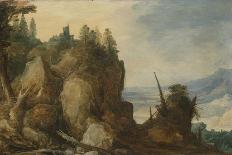 River Landscape with Boar Hunt-Joos de Momper II-Mounted Art Print