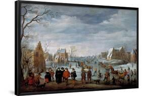 Joost Cornelisz Droochsloot / 'Winter Landscape with Skaters', 1629, Dutch School, Oil on canvas...-JOOST CORNELISZ. DROOCHSLOOT-Framed Poster