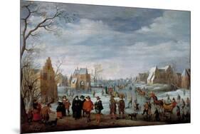 Joost Cornelisz Droochsloot / 'Winter Landscape with Skaters', 1629, Dutch School, Oil on canvas...-JOOST CORNELISZ. DROOCHSLOOT-Mounted Poster