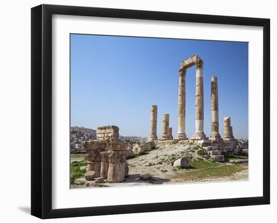 Jordan, Amman, the Citadel. the Ruins of the Temple of Hercules-Nigel Pavitt-Framed Photographic Print