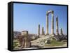 Jordan, Amman, the Citadel. the Ruins of the Temple of Hercules-Nigel Pavitt-Framed Stretched Canvas