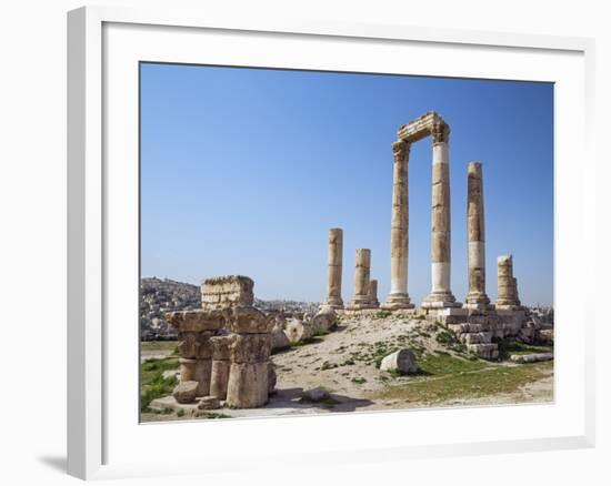 Jordan, Amman, the Citadel. the Ruins of the Temple of Hercules-Nigel Pavitt-Framed Photographic Print