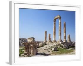 Jordan, Amman, the Citadel. the Ruins of the Temple of Hercules-Nigel Pavitt-Framed Photographic Print