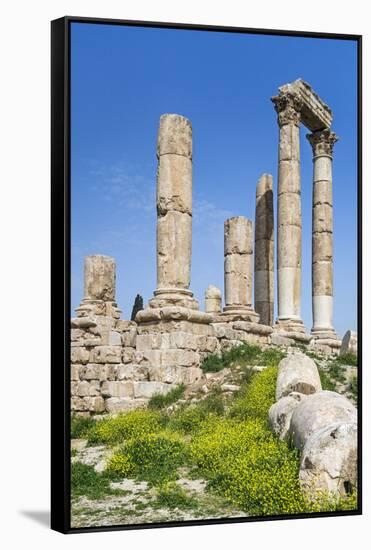 Jordan, Amman, the Citadel. the Ruins of the Temple of Hercules-Nigel Pavitt-Framed Stretched Canvas