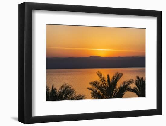 Jordan, Dead Sea. Sunset over the Dead Sea with the Mountains of Israel Beyond.-Nigel Pavitt-Framed Photographic Print