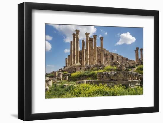Jordan, Jerash. the Ruins of the Great Temple of Zeus in the Ancient Roman City of Jerash.-Nigel Pavitt-Framed Photographic Print