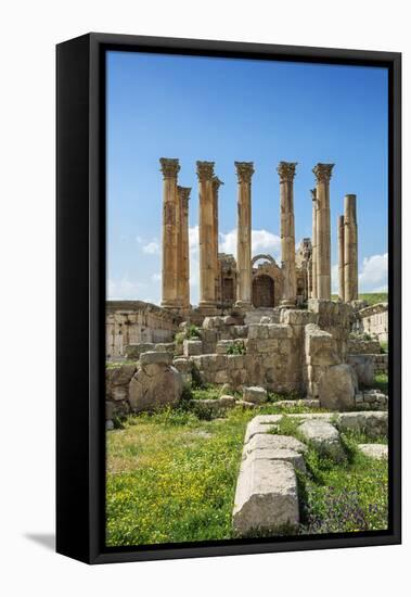 Jordan, Jerash. the Ruins of the Sacred Temple of Artemis in the Ancient Roman City of Jerash.-Nigel Pavitt-Framed Stretched Canvas