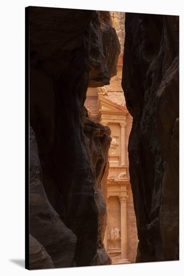 Jordan, Petra. Looking thru the narrow canyon leading towards the face of the Treasury.-Greg Probst-Stretched Canvas