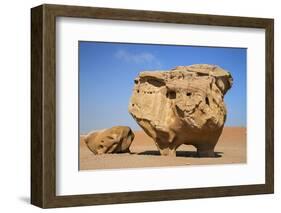 Jordan, Wadi Rum. a Free-Standing Sandstone Feature known as the Bedouin Cow in Wadi Rum.-Nigel Pavitt-Framed Photographic Print