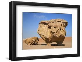 Jordan, Wadi Rum. a Free-Standing Sandstone Feature known as the Bedouin Cow in Wadi Rum.-Nigel Pavitt-Framed Photographic Print