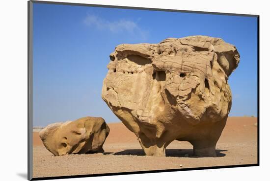 Jordan, Wadi Rum. a Free-Standing Sandstone Feature known as the Bedouin Cow in Wadi Rum.-Nigel Pavitt-Mounted Photographic Print