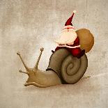 Santa Claus Rides A Snail-jordygraph-Framed Art Print