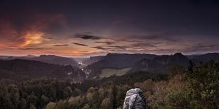 View from the Bastei Bridge to 'Gansfelsen'-Jorg Simanowski-Photographic Print