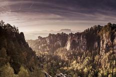 View from Gamrich in the Elbtal, Direction to Rathen with Sunset-Jorg Simanowski-Photographic Print