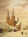 Winterszene in Roskilde Mit Dem Dom-Jorgan Roed-Mounted Giclee Print