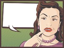 Comic Style Woman Gossiping on the Phone-jorgenmac-Art Print