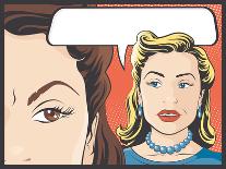 Comic Style Woman Gossiping on the Phone-jorgenmac-Art Print