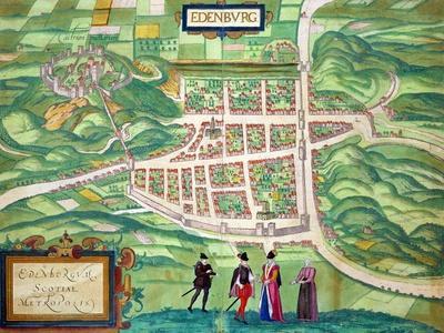 Edinburgh Map, from "Civitates Orbis Terrarum" by Georg Braun and Frans Hogenberg circa 1572-1617