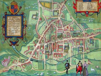 Map of Cambridge, from "Civitates Orbis Terrarum" by Georg Braun and Frans Hogenberg, circa 1572