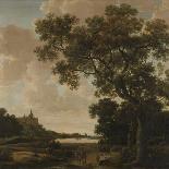 Landscape with a View from a Forest at the Swan Castle Cleves-Joris Van Der Haagen-Framed Stretched Canvas