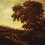 Wooded Landscape with Huntsmen and Travellers on a Road-Joris Van Der Haagen-Framed Stretched Canvas