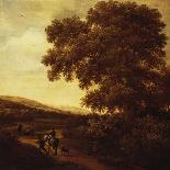 Wooded Landscape with Huntsmen and Travellers on a Road-Joris Van Der Haagen-Framed Stretched Canvas