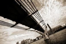 Suffering Young Woman on Urban Scenery. Hard Sepia Toned with Vignetting.-Jose AS Reyes-Framed Photographic Print