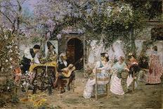 Tailors and Guitarist in the Garden-Jose Gallegos Y Arnosa-Framed Giclee Print