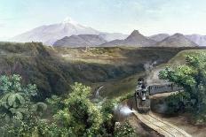 Citlaltepetl Volcanol with Steam Train in Foreground, 1878-Jose Maria Velasco-Giclee Print
