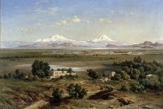 Citlaltepetl Volcanol with Steam Train in Foreground, 1878-Jose Maria Velasco-Framed Giclee Print