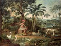 Native Indian in a Landscape with Animals-Jose Teofilo de Jesus-Stretched Canvas