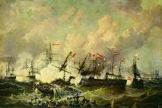Naval Battle Between the Austrian and Italian Fleets, 1866-Josef Karl Berthold Puttner-Framed Stretched Canvas